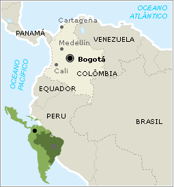 Bogotá - Colômbia - Onde fica Bogotá - Colômbia - Onde fica - Na capital Bogotá, que se encontra a uma grande altitude, a Zona Rosa é conhecida por seus restaurantes e lojas.