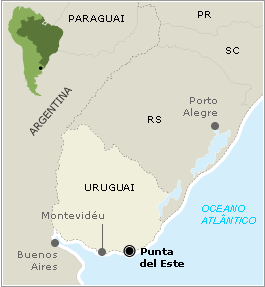 Punta del Este - Uruguai - Onde fica Punta del Este - Uruguai - Onde fica - Mapa da localização.