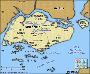 Cingapura - Onde fica Cingfapura - Mapa de localização - Uma cidade-estado insular situada ao sul da Malásia.