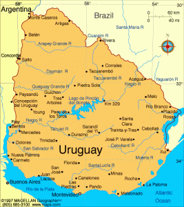 Uruguai - Onde fica Uruguai - Onde fica - Mapa de localização com cidades do Uruguai.